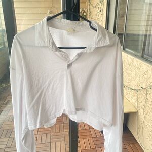 White Cropped Long Sleeve Shirt